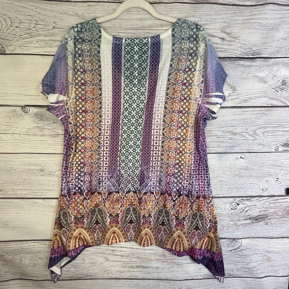 Apt 9 and One World Top Size L Women's Boho Rhinestones 2 for $10 - Picture 3 of 13